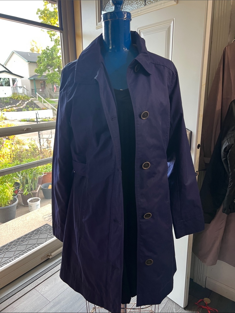 Eddie Bauer Purple Single-Breasted Trench Coat